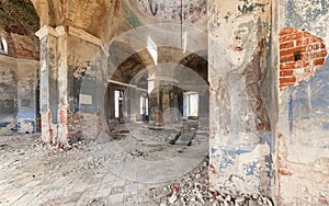 Inside an abandoned looted temple