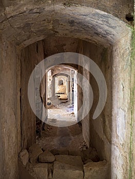 Inside an abandoned military fortress