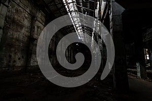 Inside abandoned power plant.