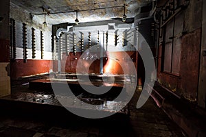 Inside abandoned power plant.