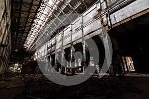 Inside abandoned power plant.