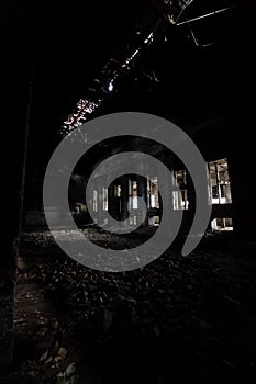 Inside abandoned power plant.