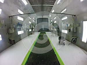 Inside an aircraft automotive spray paint booth photo