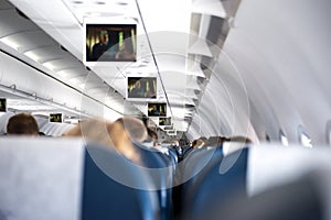 Inside a airplane