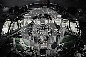 Inside of airplane cockpit