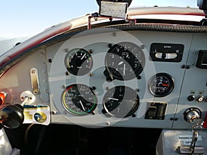 Inside airplane cockpit