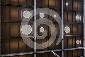 The inside of the aluminum facade of Roskilde power plant