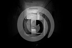 Inside Amasra old prison b&w