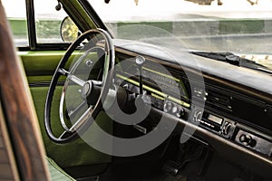 Inside of American police`s car at 1968 but it`s green