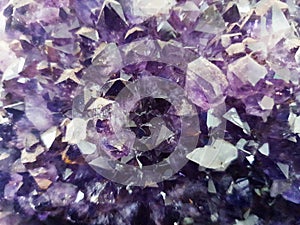 Inside an amethyst stone geode.