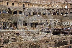 Inside the ancient roman Colosseum in Rome
