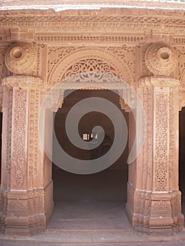 Inside architectural design of Maan singh palace at Gwalior fort
