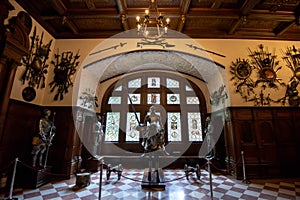 Inside architectural detail of Peles Castle from Romania, also known as Royal Palace