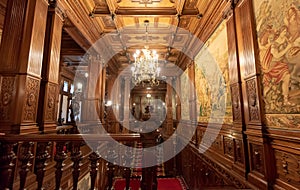 Inside architectural detail of Peles Castle from Romania, also known as Royal Palace