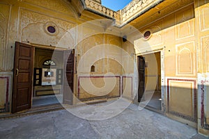 Inside architecture at amber fort jaipur rajasthan india