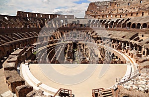 Inside arena in ancient Coliseum in Rome