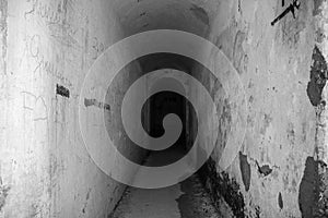 Inside Austrian fortress Landro in the Dolomite Alps of South Tirol, an architectural remain of the border disputes between