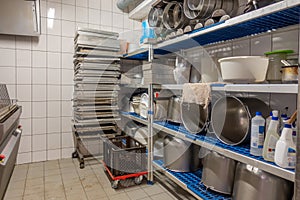 Inside a backroom of a bakery after work