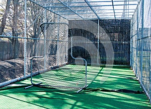 Inside a baseball batting cage