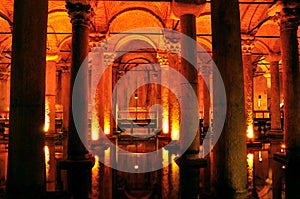 Inside of Basilica Cistern, Istanbul, Turkey