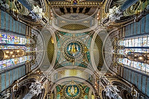 Inside the Basilica of Notre-Dame of Fourviere in Lyon, France, Europe