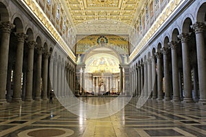 Inside of the Basilica of Saint Paul Outside the Walls in Rome, Italy