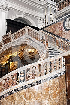 Baroque staircase leading to the raised presbytery photo