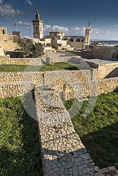 Inside the battlements of the Citadel of Victoria Gozo Malta
