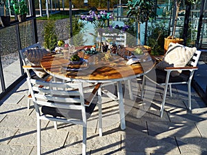 Inside a beautiful glass garden gazebo