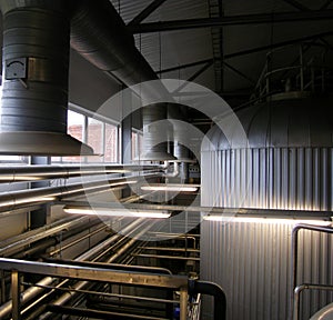 Inside beer factory