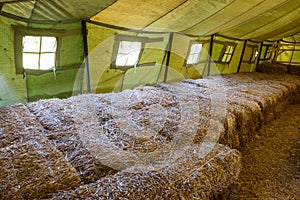 Inside of big military tent