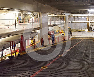 inside a big roro ship during maintanance