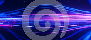 Inside Bigdata light speed data flow. Abstract digital data stream of quantum computing. Cyberspace of qubit trails