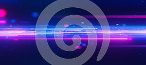 Inside Bigdata light speed data flow. Abstract digital data stream of quantum computing. Cyberspace of qubit trails