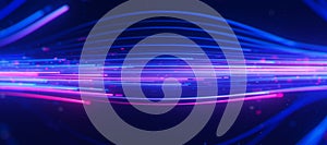 Inside Bigdata light speed data flow. Abstract digital data stream of quantum computing. Cyberspace of qubit trails