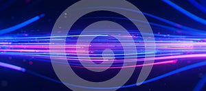 Inside Bigdata light speed data flow. Abstract digital data stream of quantum computing. Cyberspace of qubit trails