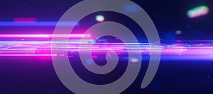 Inside Bigdata light speed data flow. Abstract digital data stream of quantum computing. Cyberspace of qubit trails