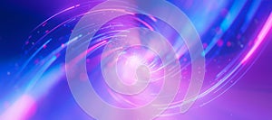 Inside bigdata light speed twisted flow. Abstract digital data stream of quantum computing. Cyberspace of qubit trails