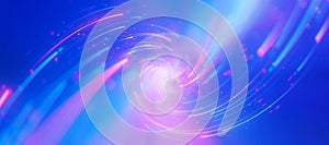 Inside bigdata light speed twisted flow. Abstract digital data stream of quantum computing. Cyberspace of qubit trails