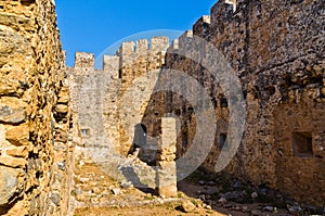 Inside bloody castle and fortress of Frangokastello, island of Crete