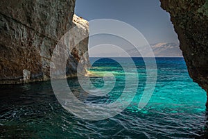 Inside Blue caves, Greece