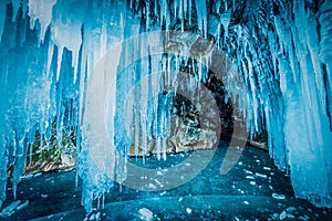 Inside the blue ice cave at Lake Baikal, Siberia, Eastern Russia