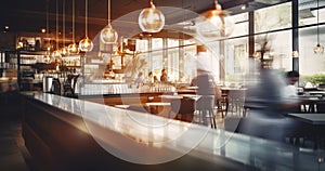 Inside the Blur of a Vibrant Coffee Shop Scene. Generative AI
