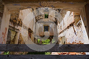 Inside of a bombed building