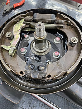 Inside of a Brake Drum Shoe system