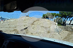 Inside a car during a 4x4 event