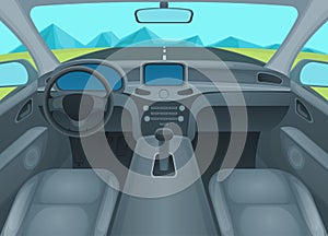 Inside Car or Auto Interior. Vector