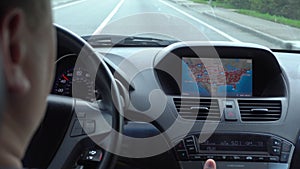 Inside a Car. A GPS Module is On