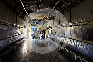 Inside the cargo bay of the aircraft IL-76