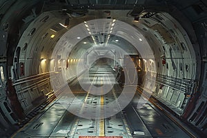 Inside the cargo bay of the aircraft